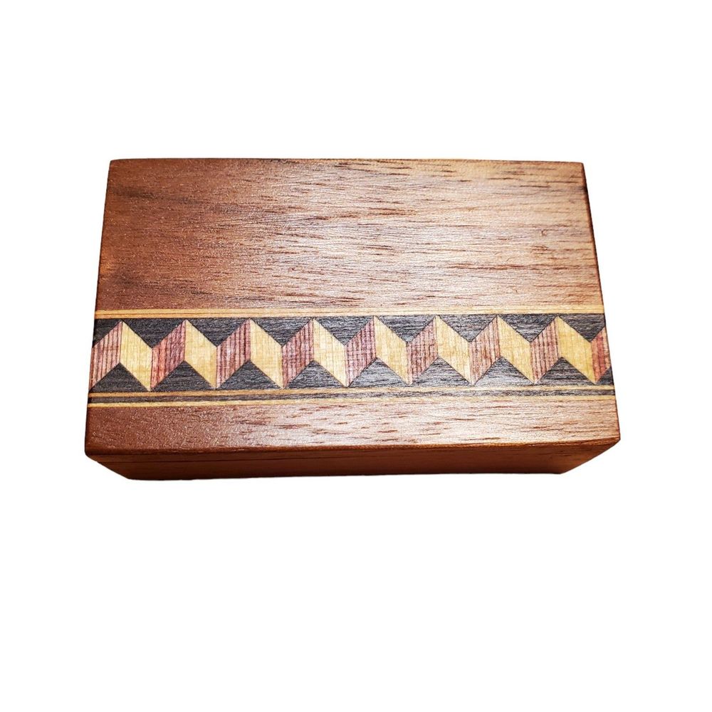Steve Ottesen Vintage Handmade Marquetry Wood Inlay Trinket Keepsake Box